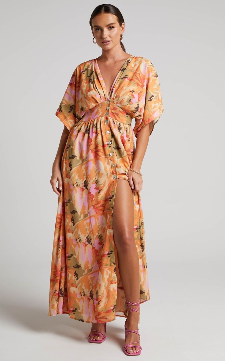 Tropical Print Maxi Dress