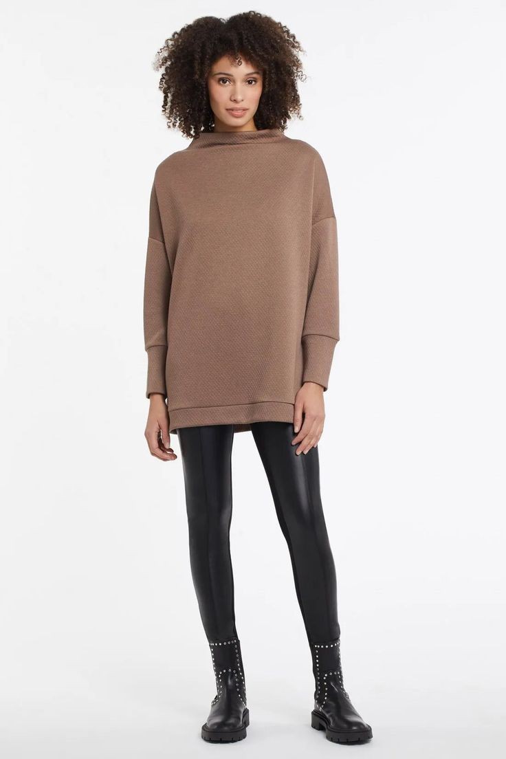 Faux Leather Leggings and Knit Sweater