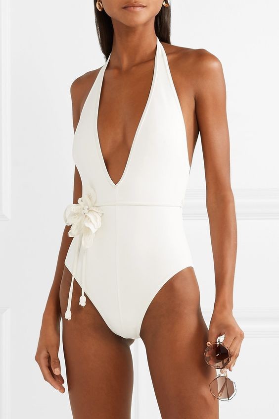 Sophisticated White Cutout Swimsuit