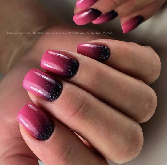 Dark Pink with Glitter Gradient