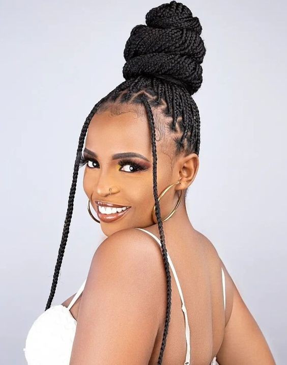 Box Braids Updo: