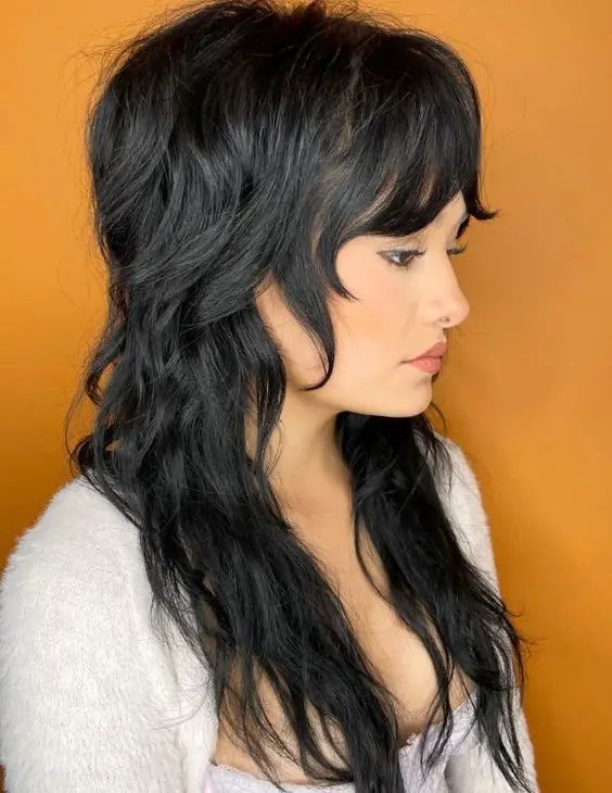 Layered Wolf Cut with Peek-a-Boo Bangs