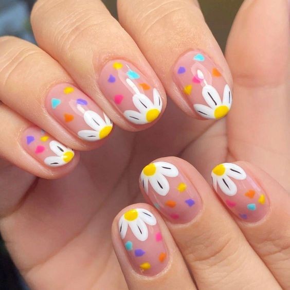 Dotted Short Acrylic Nails: