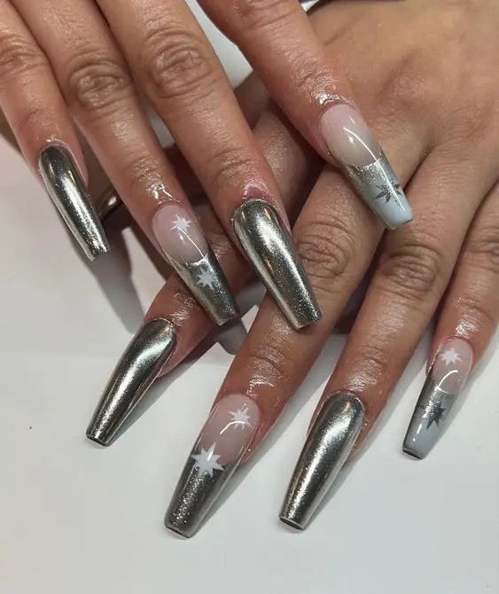 Silver Glitter French Fade: