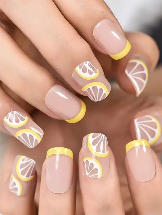 Fruity Yellow Nails: