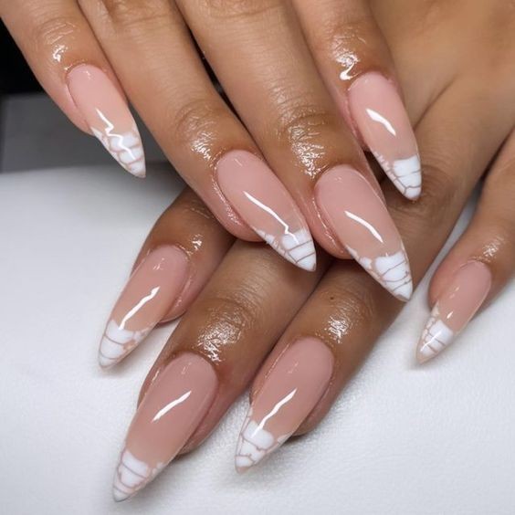 French Tips on Medium Oval Nails: