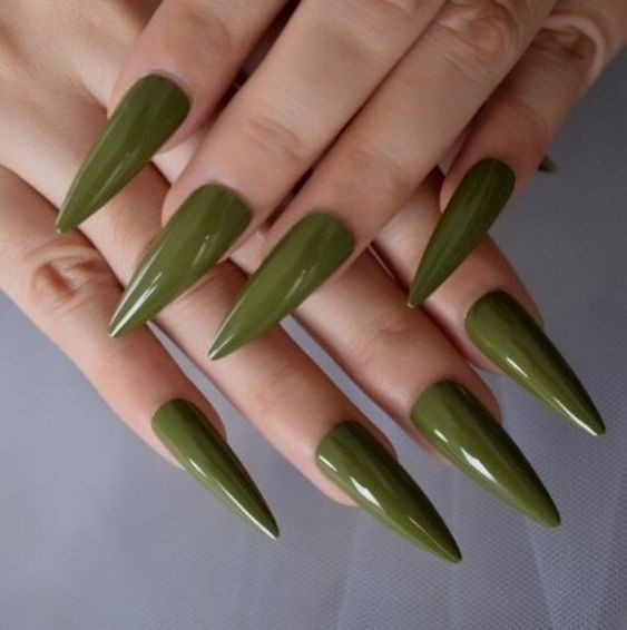 Olive Green Nails