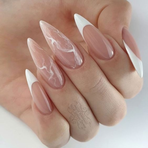 Abstract White Nail Art: