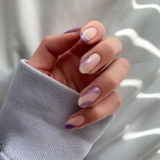 Pastel Negative Space Chrome Nails: