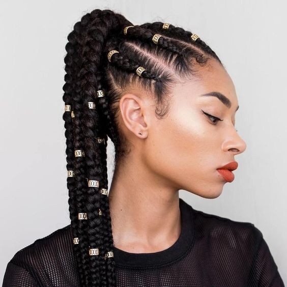 Cornrow Ponytail with Beaded Ends