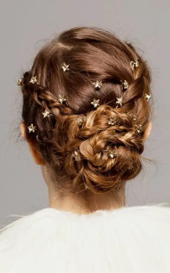 Braided Updo with Glittering Pins