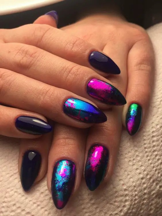 Neon Galaxy Nails