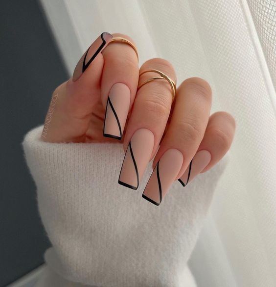 French Tips with Stripes: