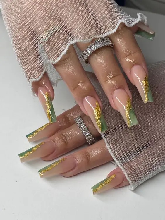 Coffin Nails with Foil Details: