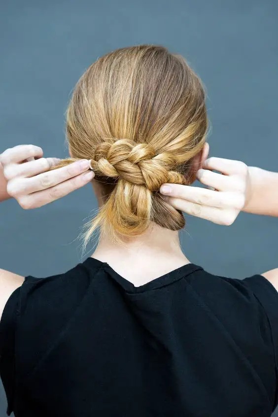 Wrapped Braid Chin-Length Ponytail