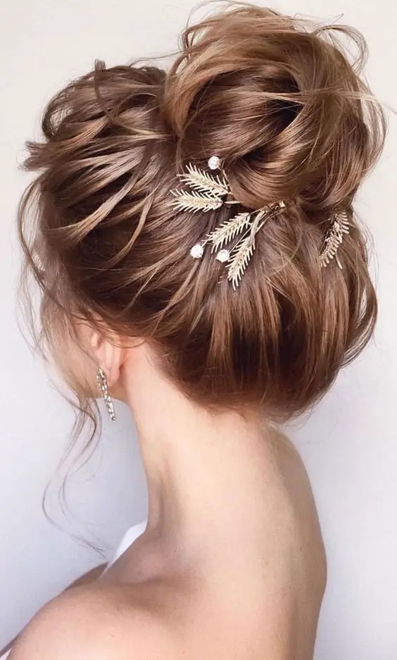 Messy Bun with Hair Accessories: