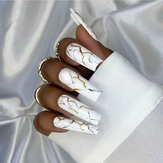 White Marble Nail Art: