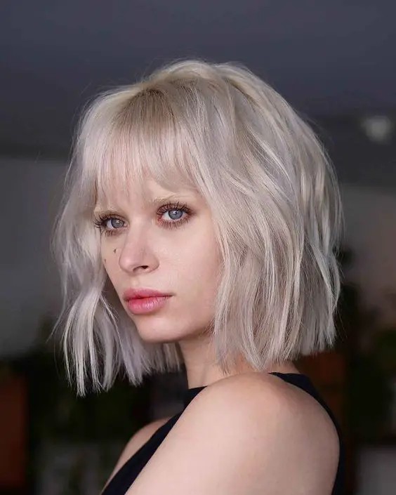 Textured Bob with Curved Bangs