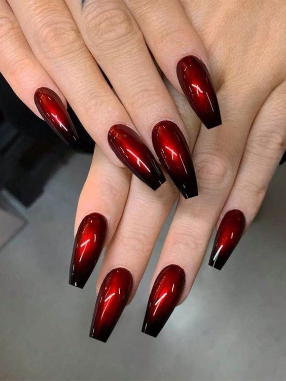 Ombre Red Nails