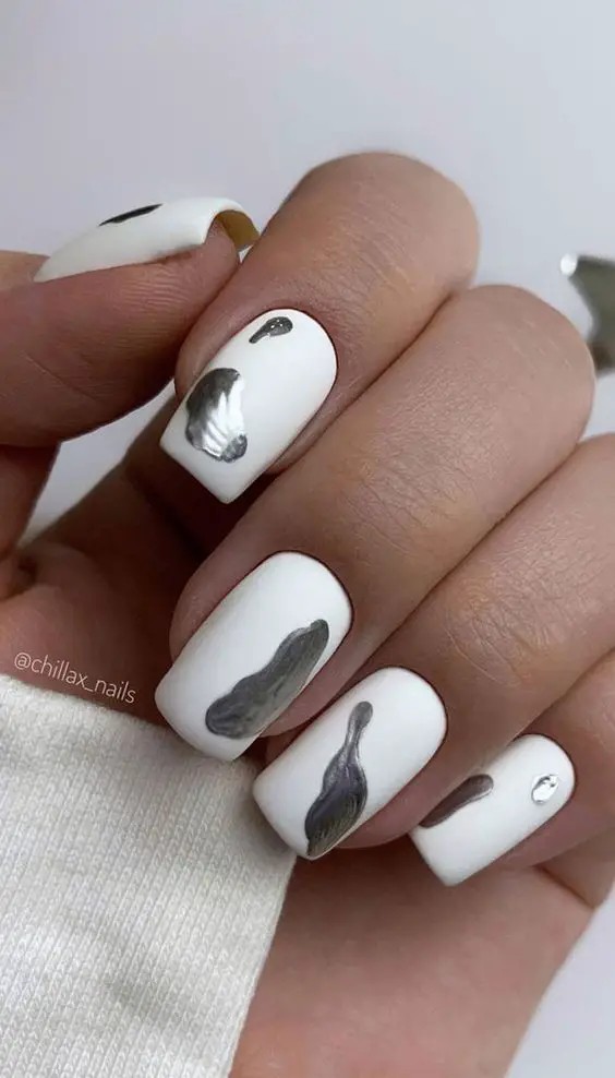 Matte White Chrome Nails: