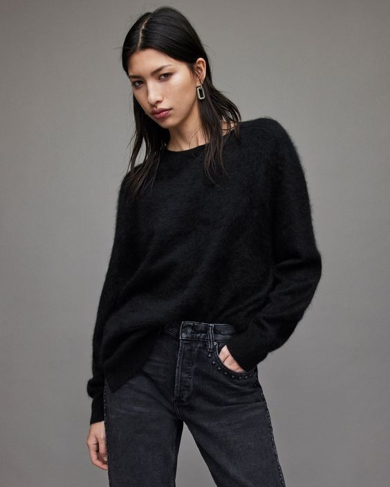 Black Jeans and Cashmere Pullover