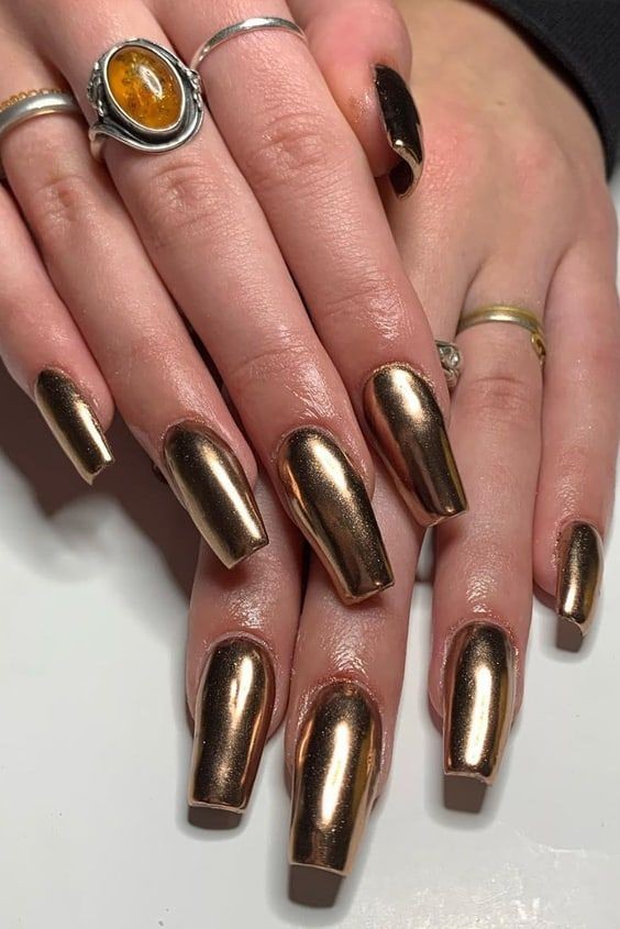 Copper Chrome Nails