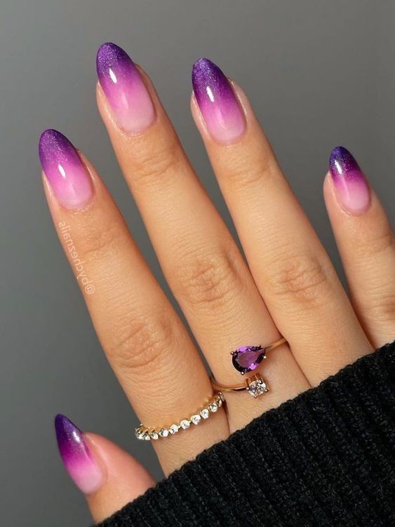 Pink and Plum Gradient Nails