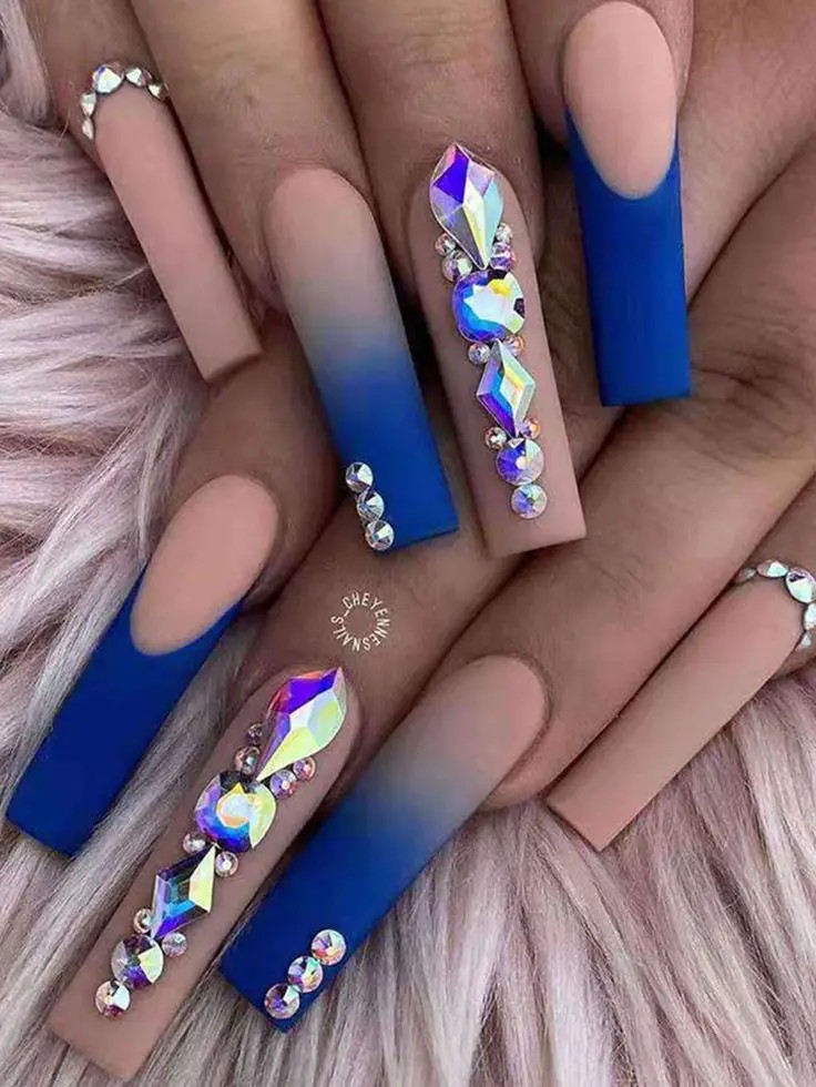 Rhinestone Ombre Nails: