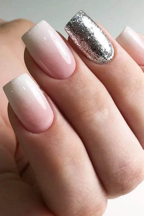 White and Nude Ombré Nails: