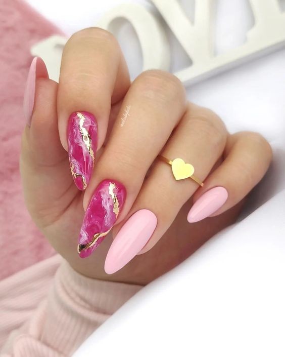 Pink Marble Nails