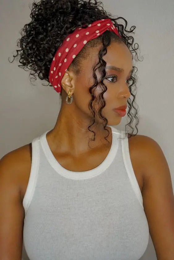 Curly Ponytail with Wrapped Hairband