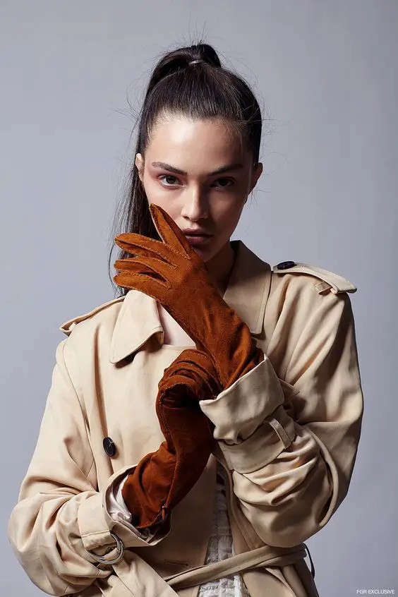 Timeless Touch: The Suede Glove Ensemble