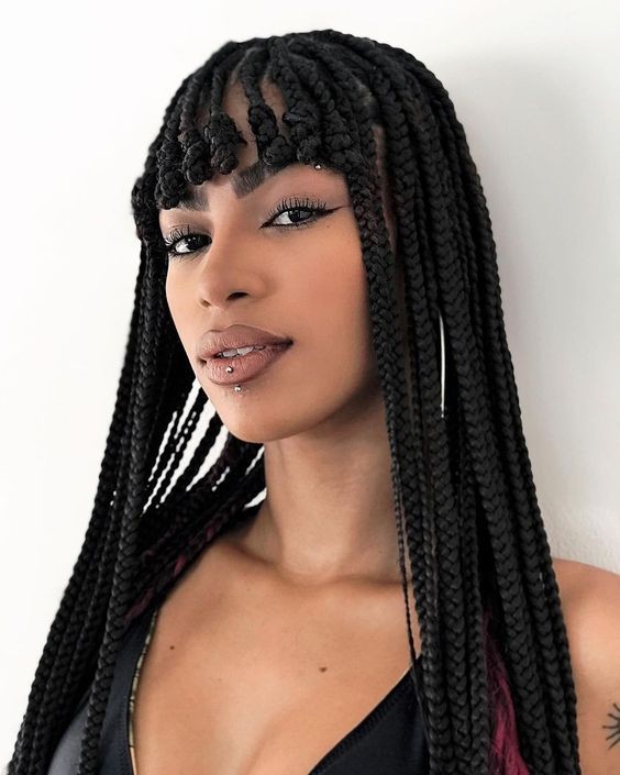 Box Braids with Bangs