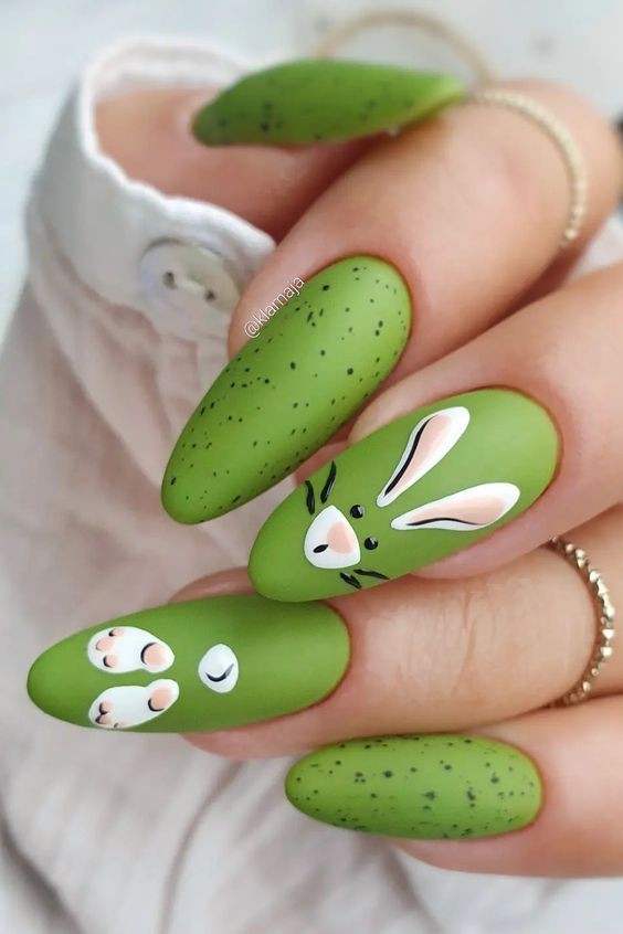 Easter Bunny Silhouette Nails: