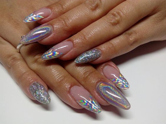 Holographic French Manicure