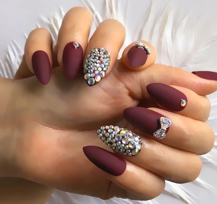 Matte Burgundy Dip Nails: