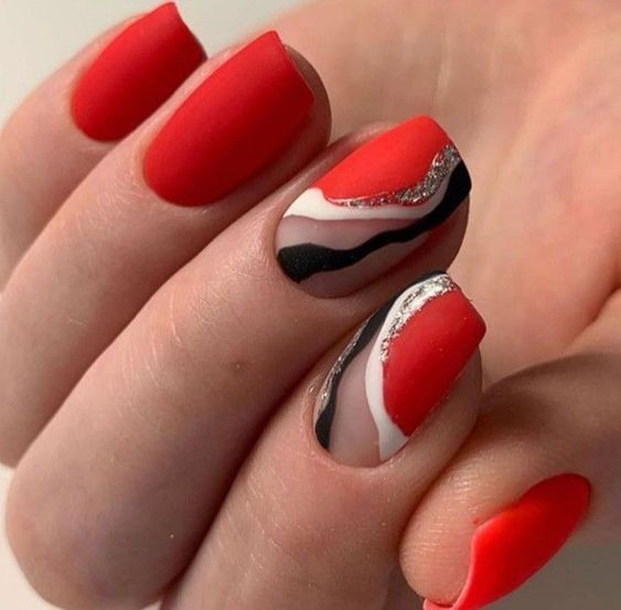 Negative Space Red Nails: