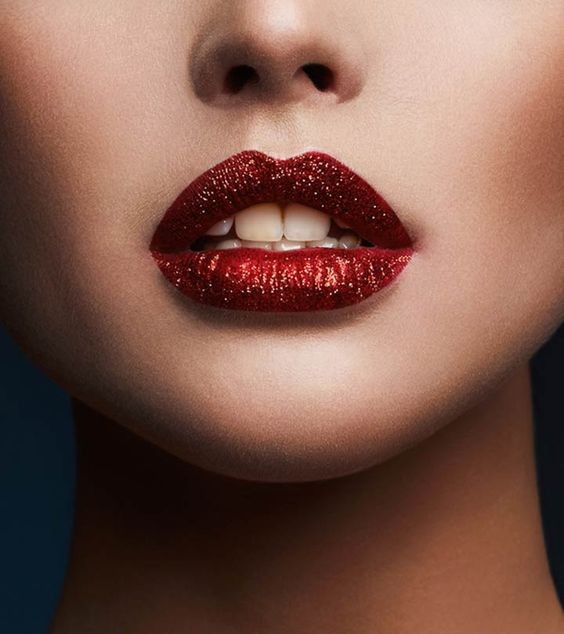 Ruby Red Glitter Lips