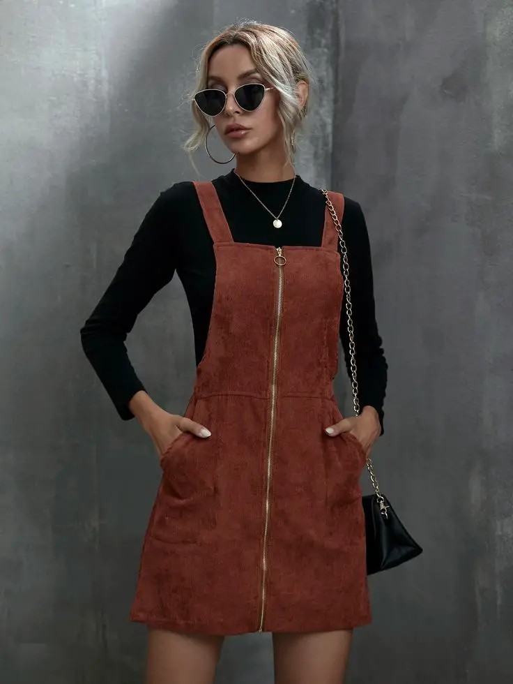 Corduroy Overall Dress and Turtleneck