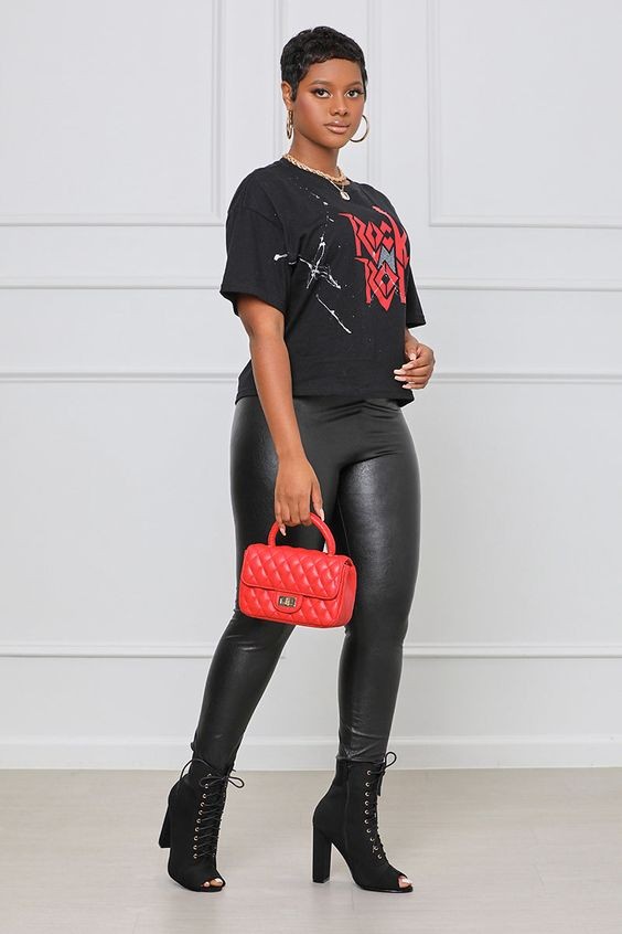 Graphic Tee and Leather Leggings