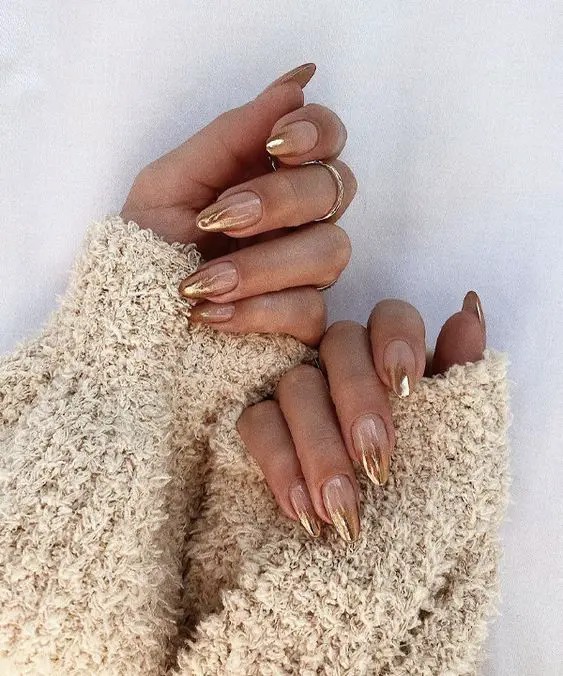 Gold Accent Winter Nails: