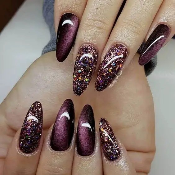 Velvety Plum Almond Nails: