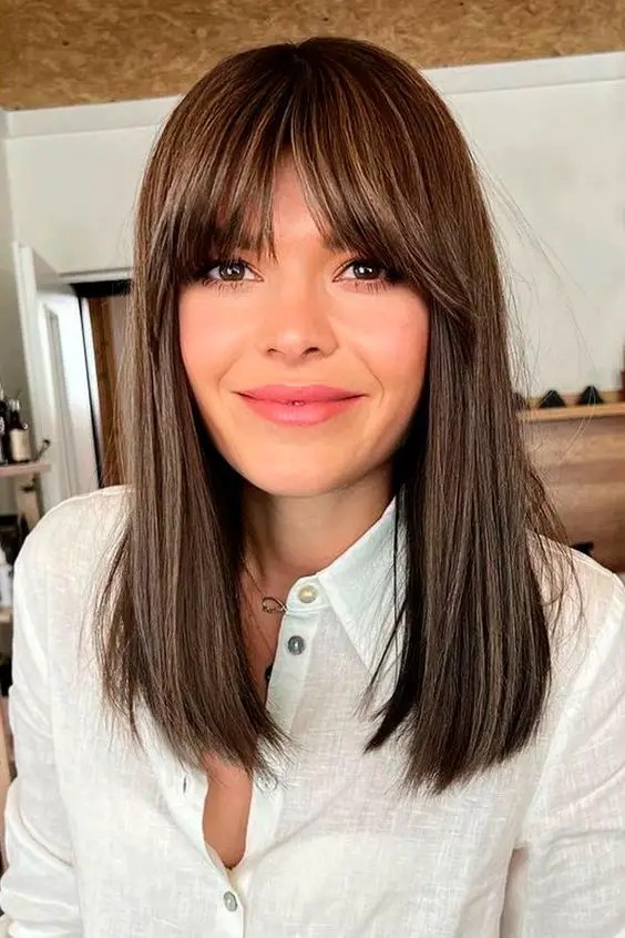 Wispy Bangs with Shoulder-Length Hair