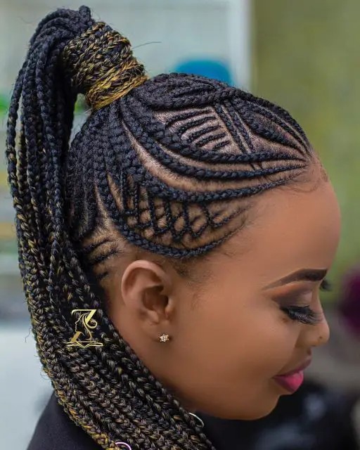 Reverse Cornrow Ponytail