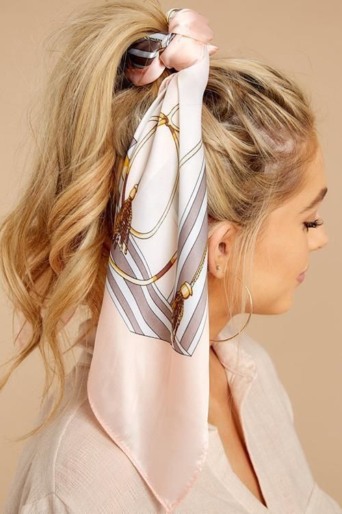 High Ponytail with a Hair Scarf