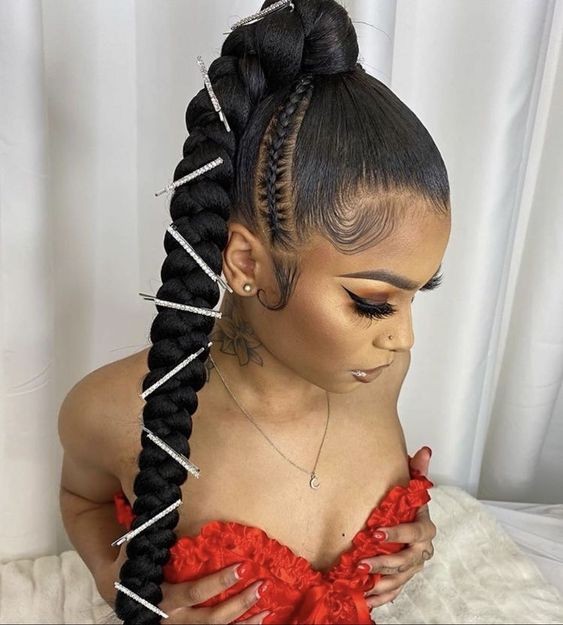 Braided Locs Crown Ponytail