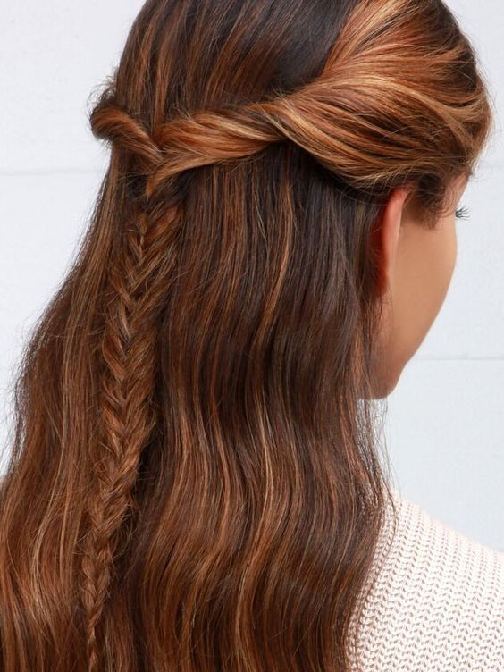 Half-Up Fishtail Braid