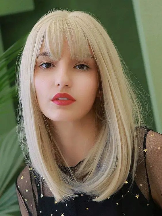 Blunt Bangs with Long Bob: