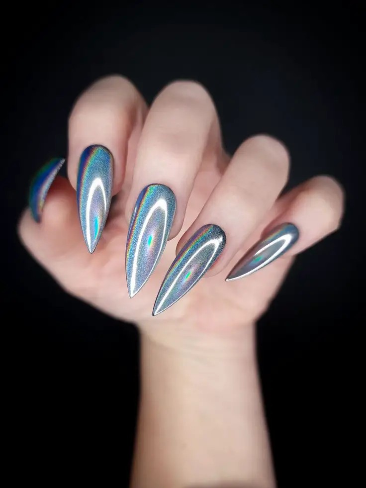 Holographic Winter Nails: