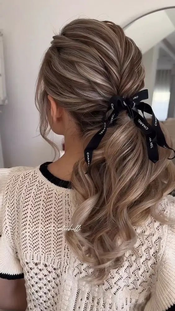 Ponytail with Wrapped Section: